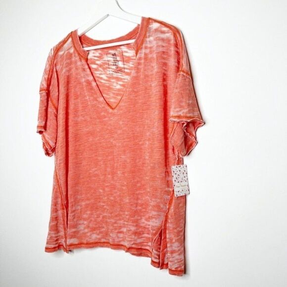 FREE PEOPLE Orange Burnout Tee - Picture 3 of 8